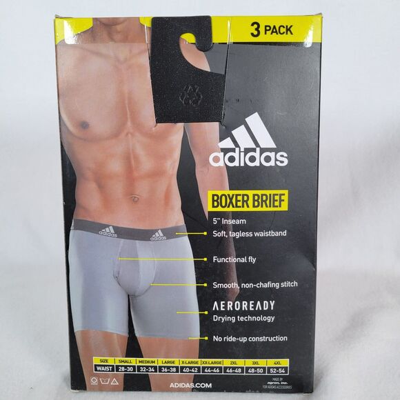 Adidas Mens 3-Pack Boxer Underwear Size Medium Gray 5" Inseam Quick-Dry Tagless - Picture 5 of 5